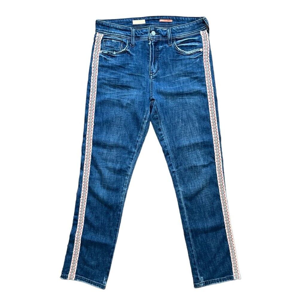 PILCRO Anthropologie Side Stripe Slim Boyfriend Jeans in Dark Wash  SZ 29
